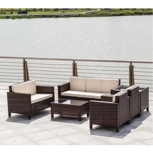 Outdoor Wicker Sofa Set Rattan Furniture Rattan Wicker Furniture 6-PIECE Indoor Outdoor Coffee Table Set Armrest Furniture Set