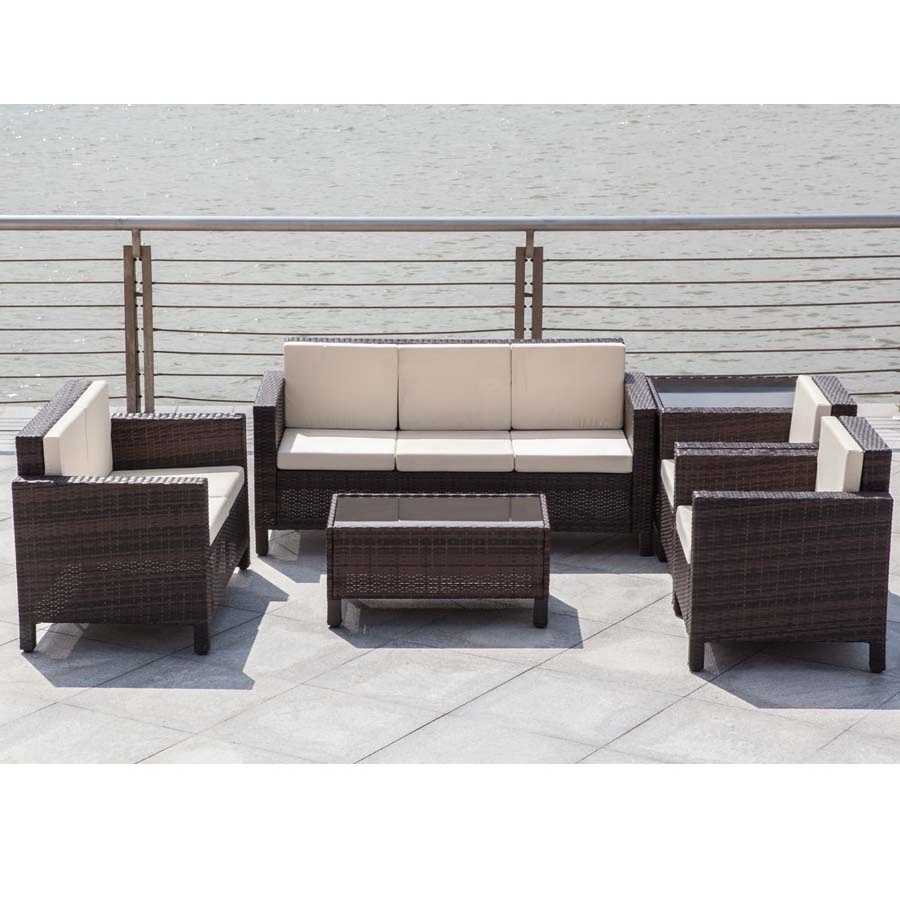 Outdoor Wicker Sofa Set Rattan Furniture Rattan Wicker Furniture 6-PIECE Indoor Outdoor Coffee Table Set Armrest Furniture Set