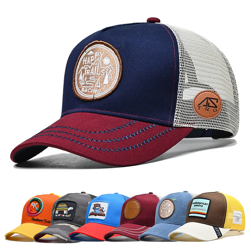 wholesale popular high quality custom embroidery patch gorras logo with 5 panel animal otto trucker hats baseball caps for man