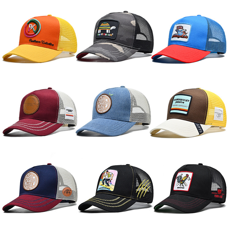 wholesale popular high quality custom embroidery patch gorras logo with 5 panel animal otto trucker hats baseball caps for man