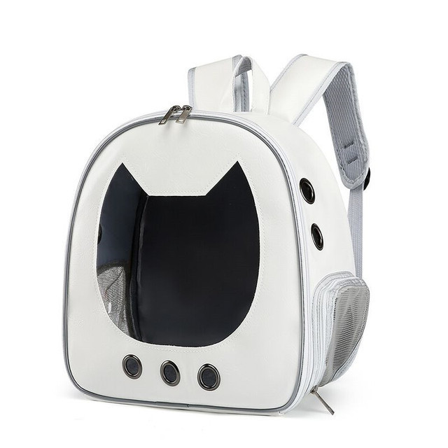 Cat Carrier Bag PU Portable Travel Outdoor Backpack for Small Dog Cats Transparent Breathable Carrying Shoulder Bag Pet Supplies