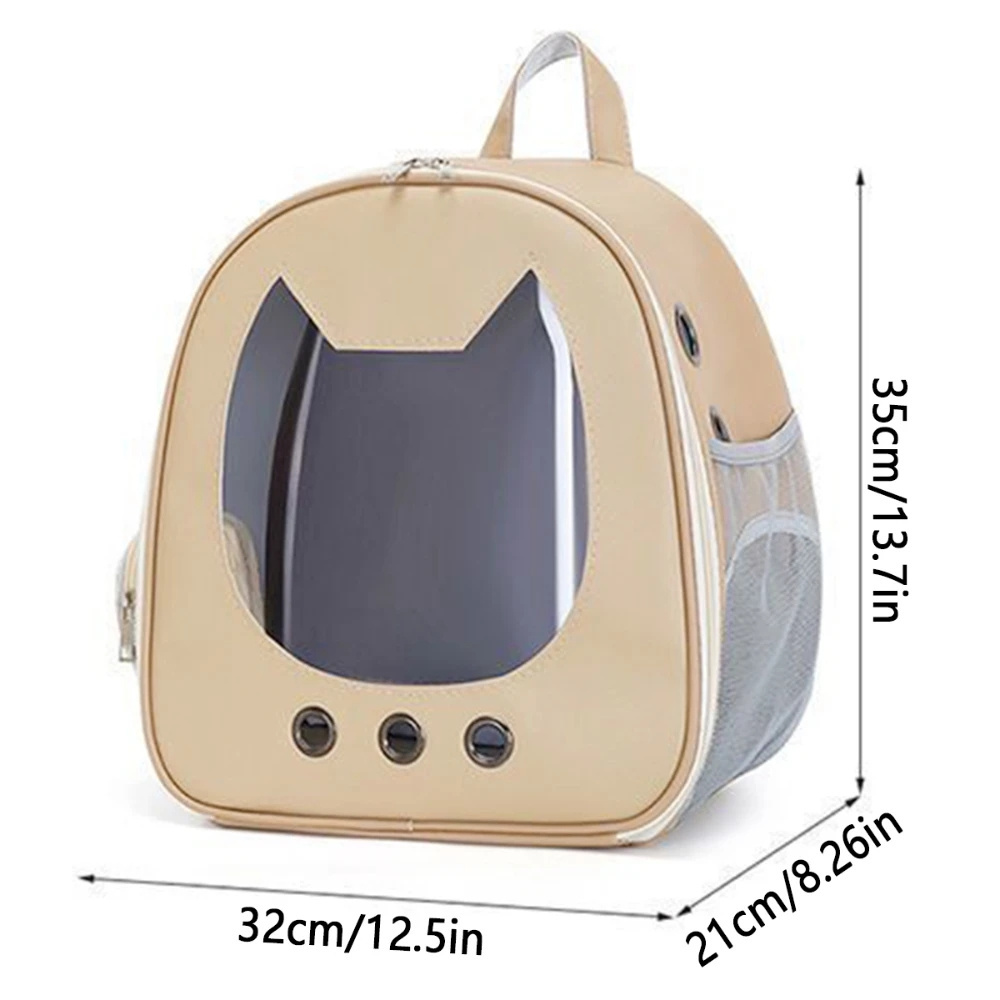 Cat Carrier Bag PU Portable Travel Outdoor Backpack for Small Dog Cats Transparent Breathable Carrying Shoulder Bag Pet Supplies