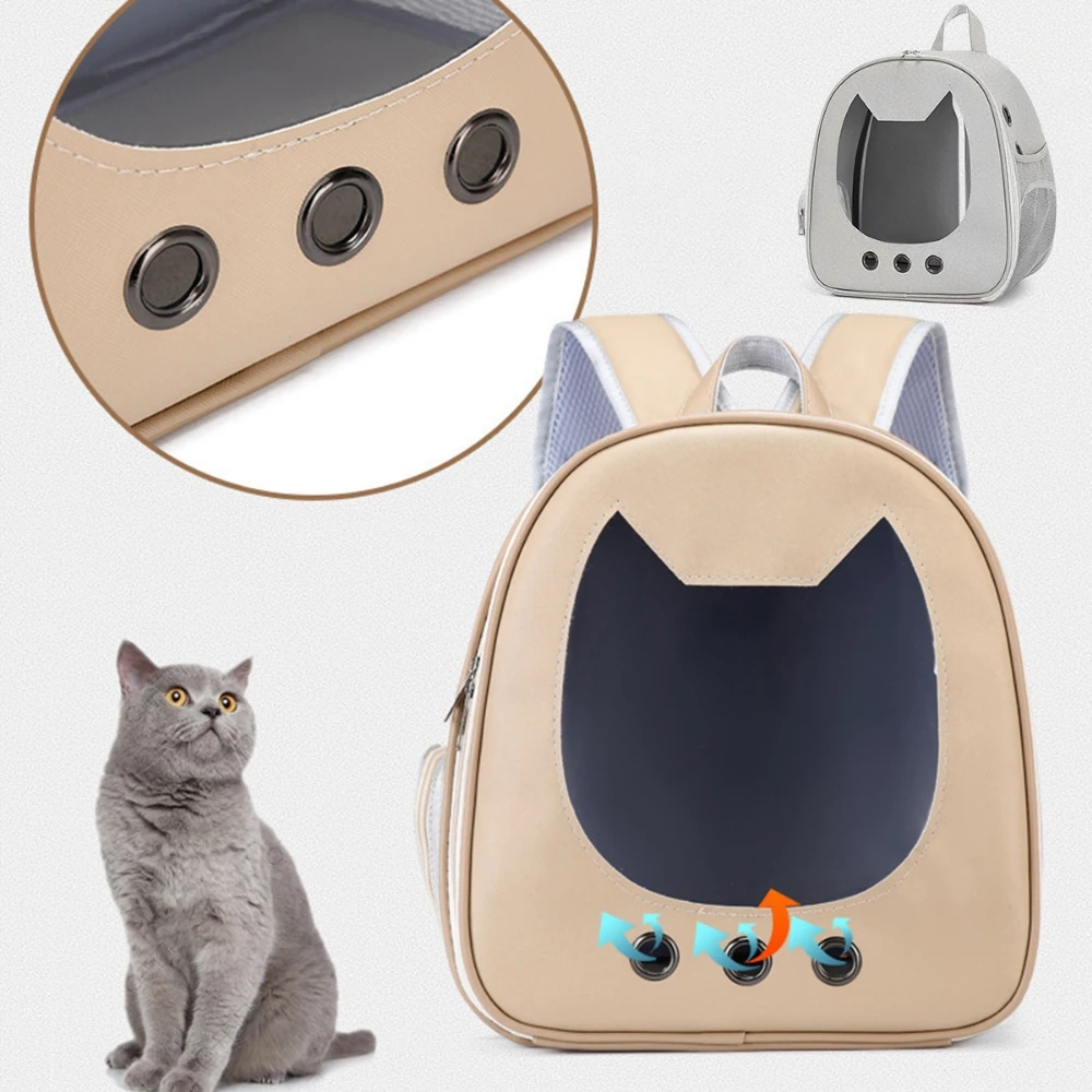 Cat Carrier Bag PU Portable Travel Outdoor Backpack for Small Dog Cats Transparent Breathable Carrying Shoulder Bag Pet Supplies