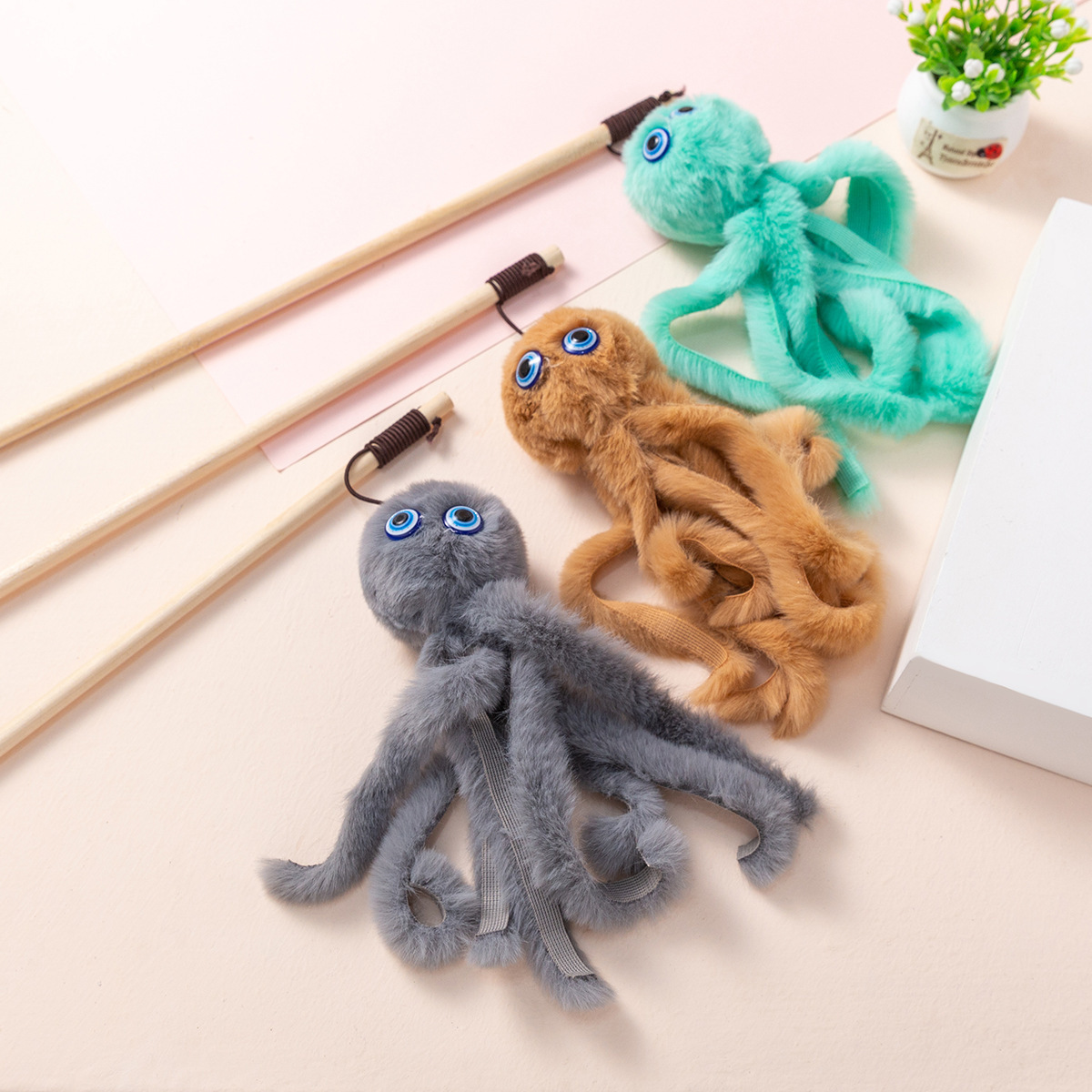 Funny Cat Stick Octopus Plush Pet Cat Toys Interactive Playing Toy For Cats Teaser Kitten Rod Wand Pet Accessories