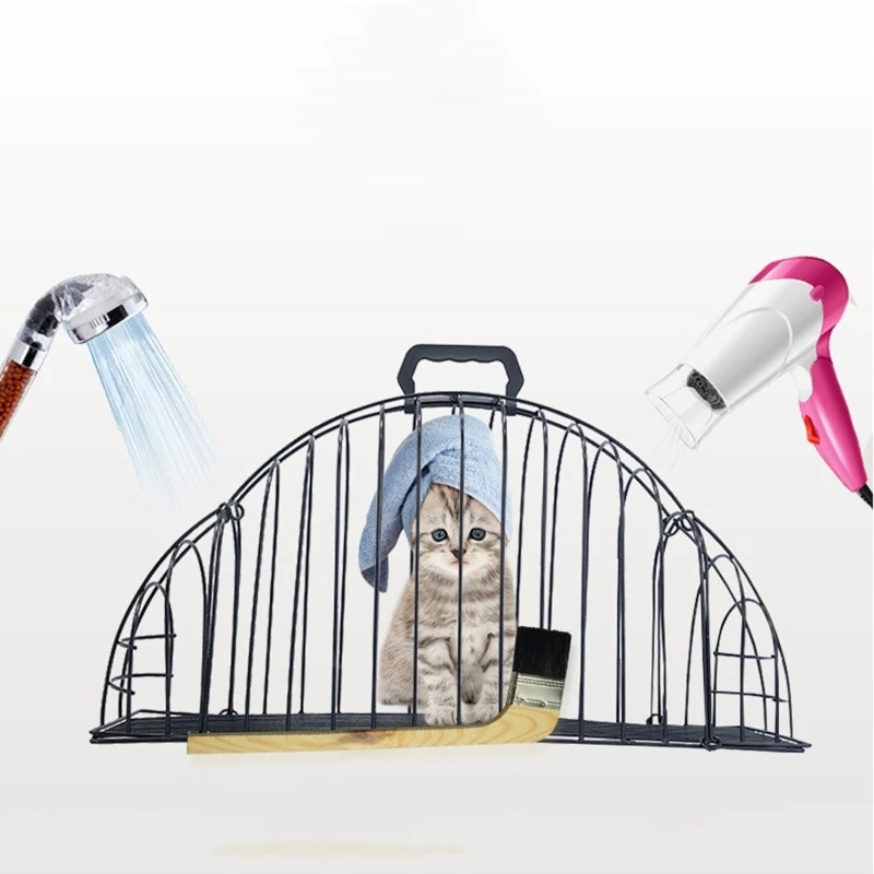 Anti-grab Cat Washing Bathing Metal Cat Cage Door Lightweight For Small Dogs Cat Shower Bath Hair Dryer Box Machine Pet Supplies