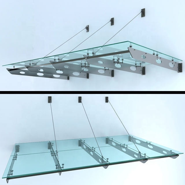 Top band Unbreakable tempered fiber aluminum stainless steel glass canopy roof glass