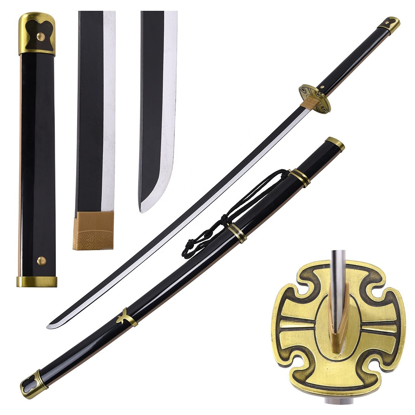 Hot selling Touken Ranbu Online black wooden bamboo blade cosplay sword toy swords