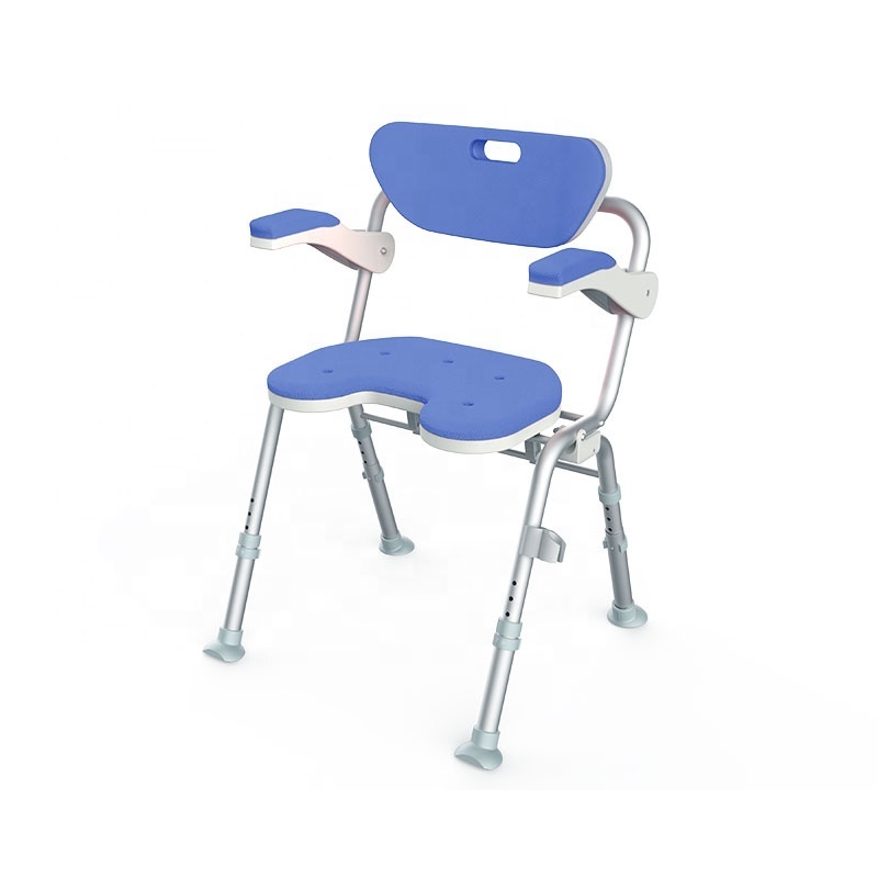 HEPO LQX040019 HEPO High Quality bath safety blue Foldable Shower Chair toilet Colorful Bathroom Chair shower chairs adjust