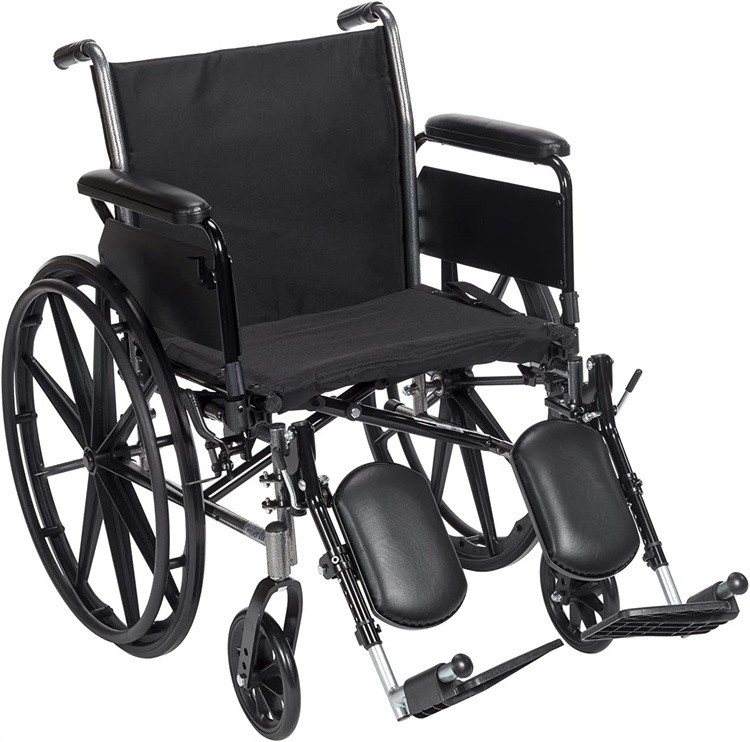 MSMT Medical Sport 2 Full-Reclining Transport Wheelchair with Detachable Desk Arms and Swing-Away Elevating Leg Rest, Black