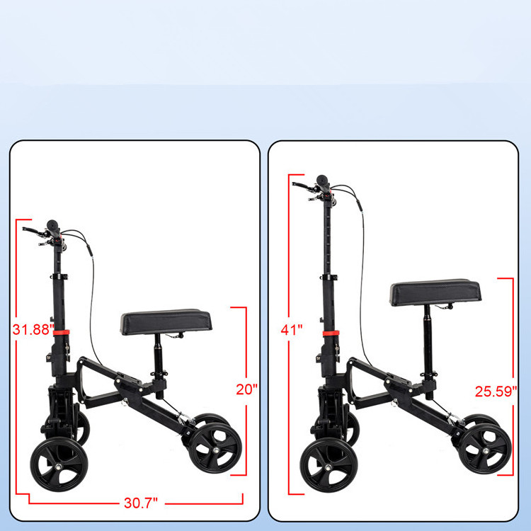 HOPE aluminum folding Walker Scooter Walker With Seat, aluminum walker with wheels for adults, walker with knee support