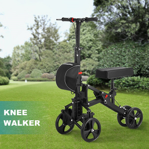 HEPO LQX Adjustable outdoor indoor Steerable Knee Walker Scooter Knee Cycle Leg Walker Crutch Alternative Black Disable