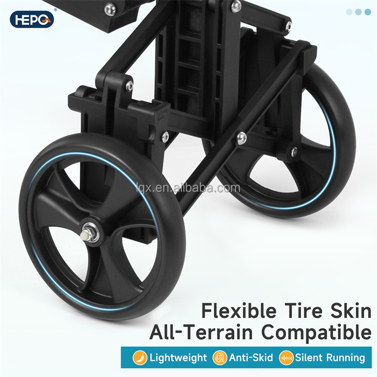 HEPO LQX Adjustable outdoor indoor Steerable Knee Walker Scooter Knee Cycle Leg Walker Crutch Alternative Black Disable