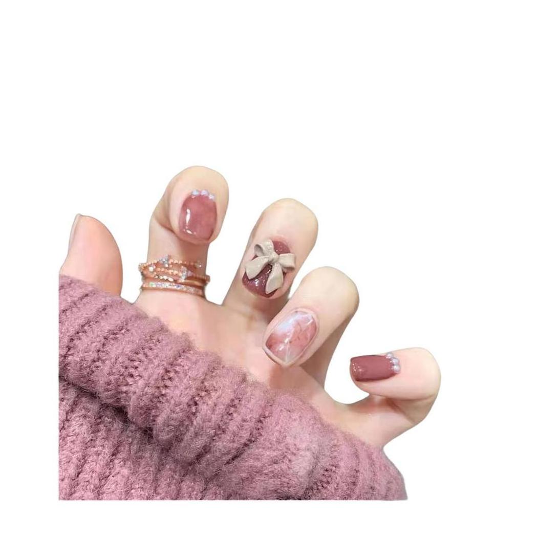 Artificial Fingernails In China Finger Kit Wear Set Toe Kids Red Color White Square 24 Packs Almond Press On Nails Short Square