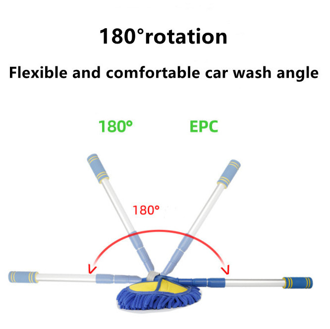 LR AUTO Hot Sale Chenille car wash mop 360 degree Automatic three-section aluminum alloy telescopic rod brush for car