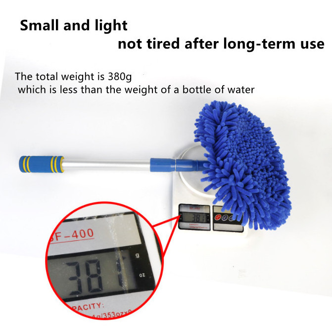 LR AUTO Hot Sale Chenille car wash mop 360 degree Automatic three-section aluminum alloy telescopic rod brush for car