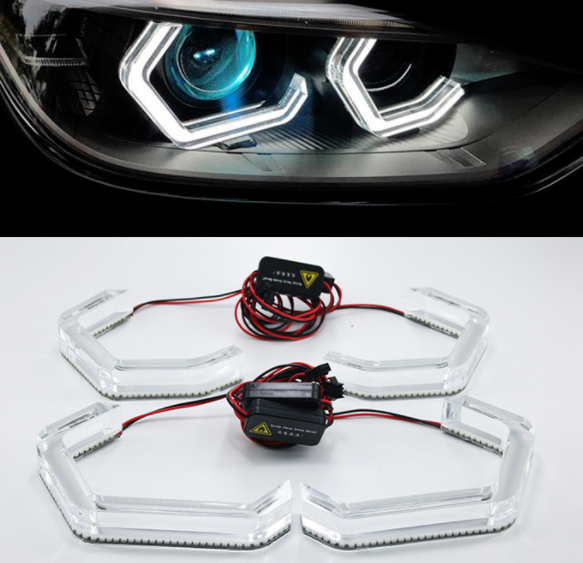 LR AUTO Auto part Highlight car headlights Flat Bottom Dtm Style New Iconic Halos For BMW E90 F10 M4 F30 Led Angel Eyes Retrofit