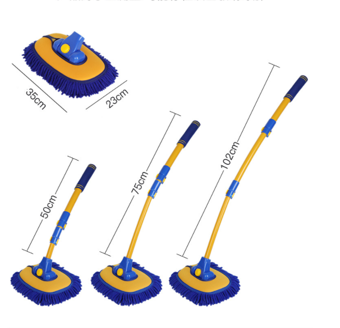 Car Wash Brush Cleaning Mop Chenille Broom Adjustable Telescoping Long Handle Car Cleaning Tools Rotatable Brush