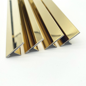 Stainless Steel T-profile Edge Strip Tile Waistline Ceiling TV Background Wall Inlay Titanium Gold Decorative Trim