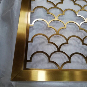 brass PVD  brushed  stainless steel decorative screen laser cut wall panel for hotel restaurant decoration