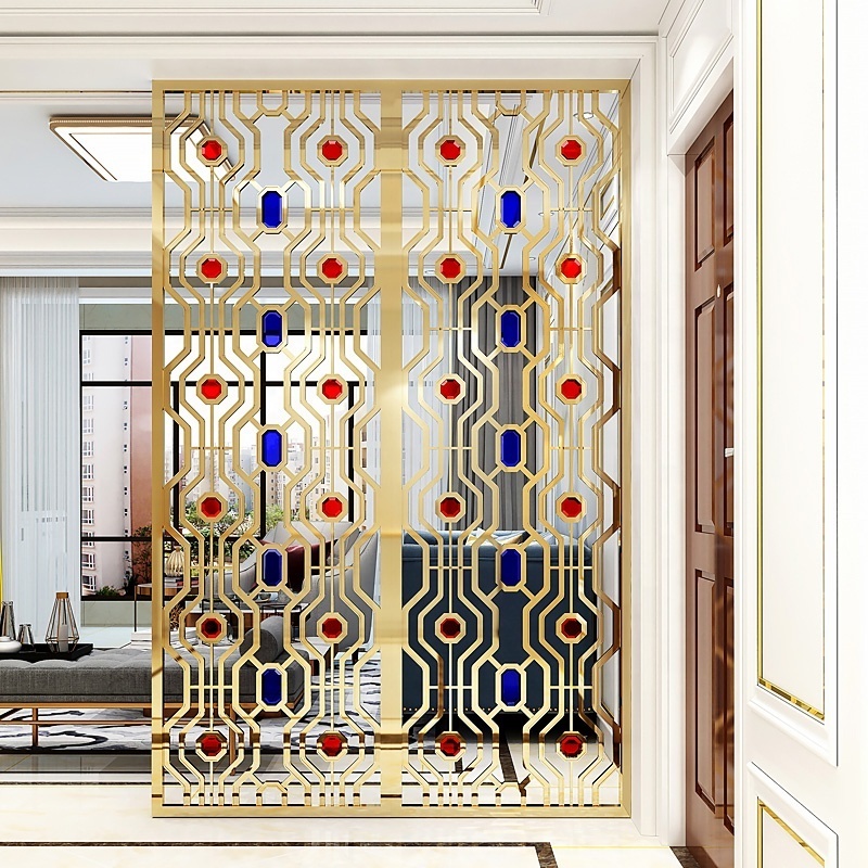 Luxury Brass Metal Partition Wall Sliding Doors Sliding Wall Panel Screen