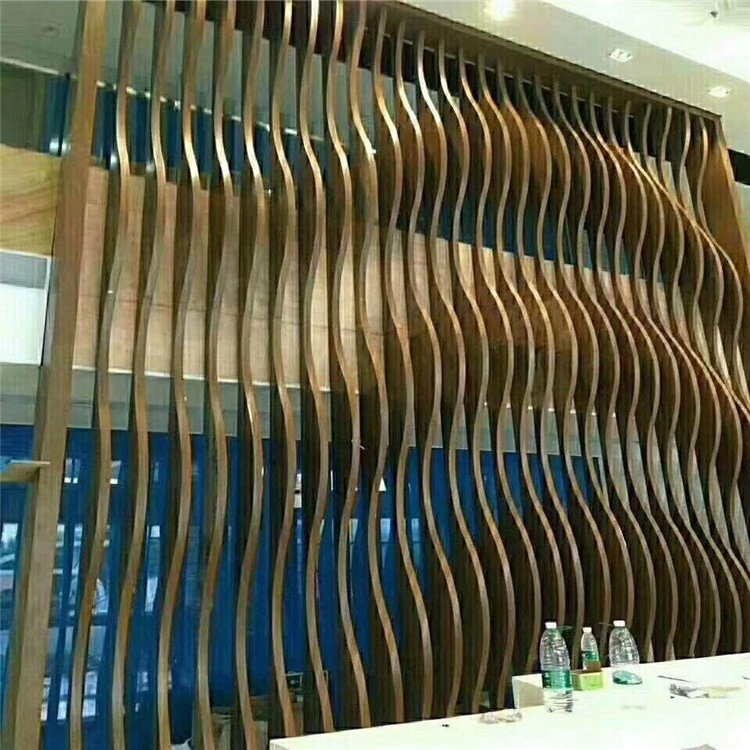 modern wall panel 3D art wall  stainless steel decorative profile screen curtain hotel lobby reception wall