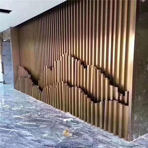 modern wall panel 3D art wall  stainless steel decorative profile screen curtain hotel lobby reception wall