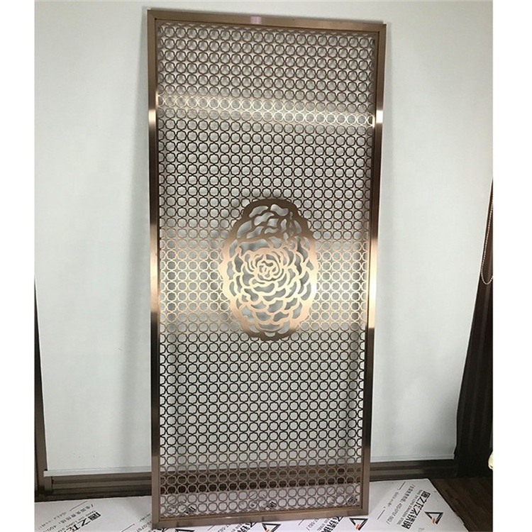 brass PVD  brushed  stainless steel decorative screen laser cut wall panel for hotel restaurant decoration