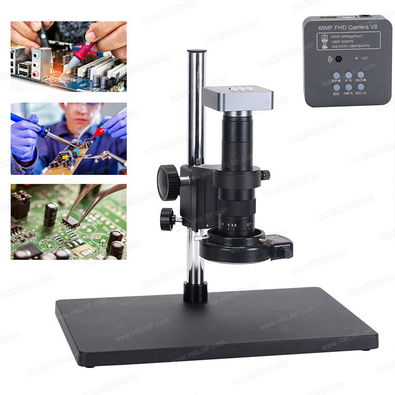 48MP 2K 180X Industrial Digital Soldering Microscope Camera  with  Microscope stand for PCB Repair 144 LED Light