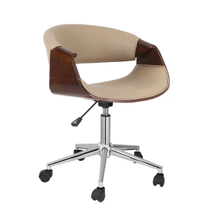 Hot-Selling Home Desk Chair Modern Low Back U-Shaped Seat Bend Wood Office Chair With Adjustable Height 360 Rotation