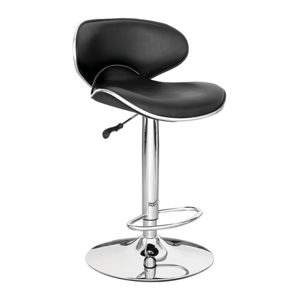 Nordic Modern New Design Leather Black Upholstered Rotating Adjustable Bar Stool