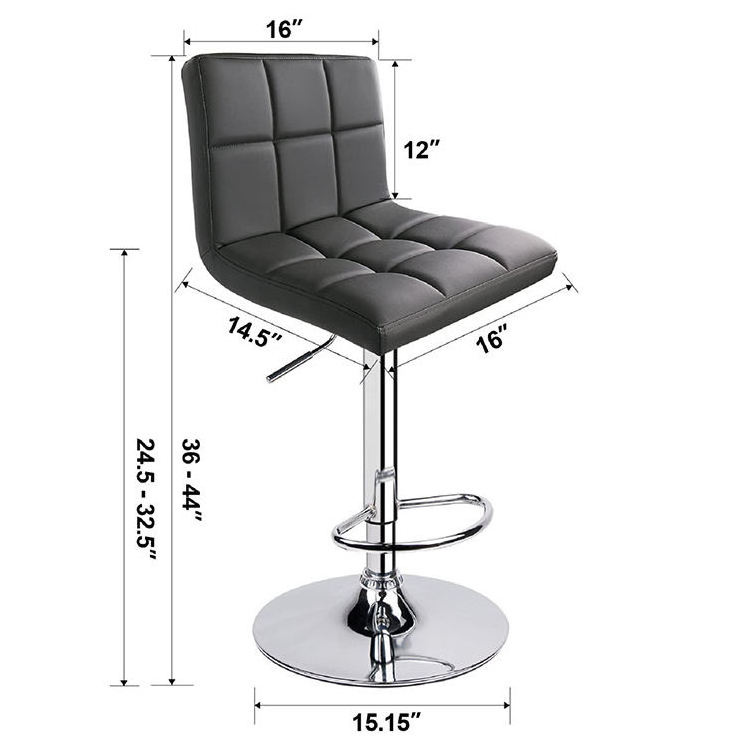 Commercial Bar Stool Furniture Leather Upholstery 360 Degree Swivel Square Island Counter Bar Stools