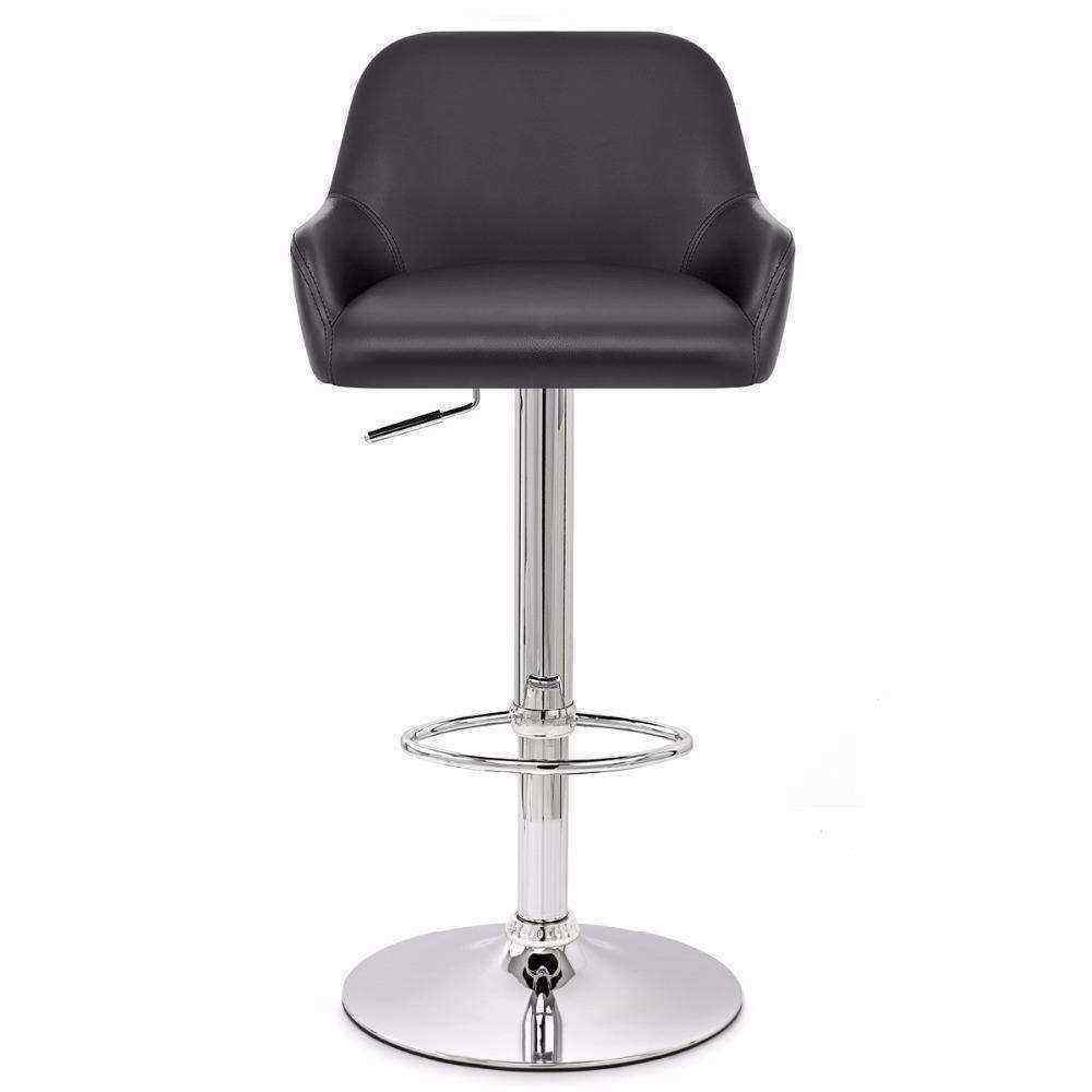 Modern Height Adjustable Kitchen Black Upholstered Breakfast High Bar Chair