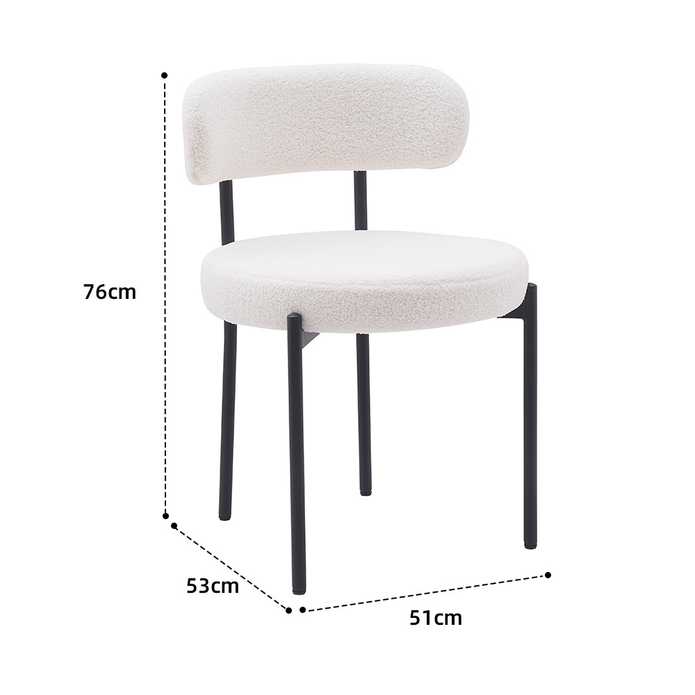 Bar Restaurant Room Kitchen Chair Metal Frame Height Fixed Upholstered Armless Teddy Fabric Boucle Bar Stool