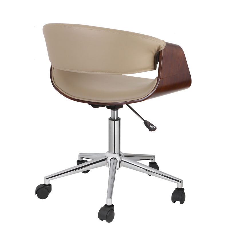 Hot-Selling Home Desk Chair Modern Low Back U-Shaped Seat Bend Wood Office Chair With Adjustable Height 360 Rotation