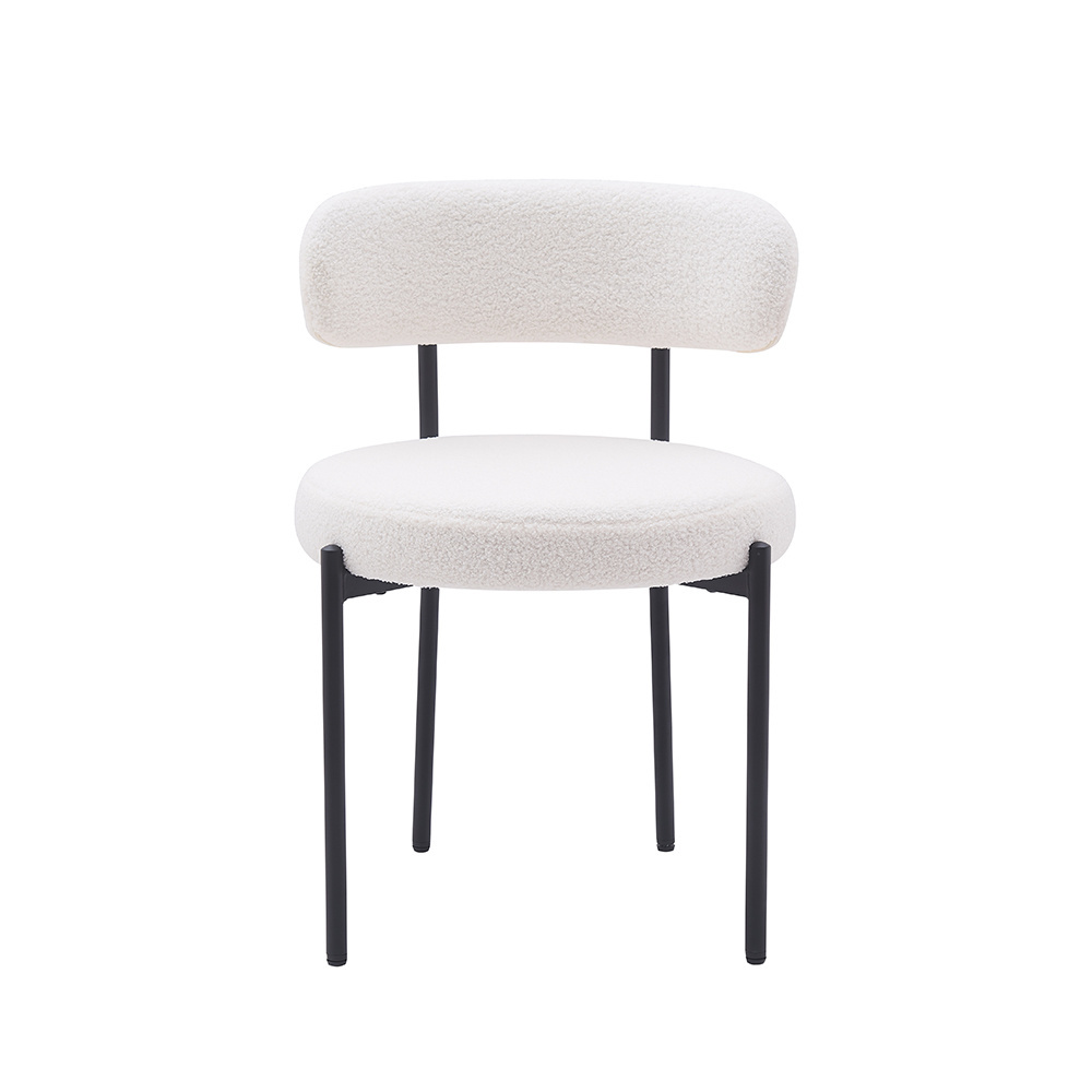 Bar Restaurant Room Kitchen Chair Metal Frame Height Fixed Upholstered Armless Teddy Fabric Boucle Bar Stool