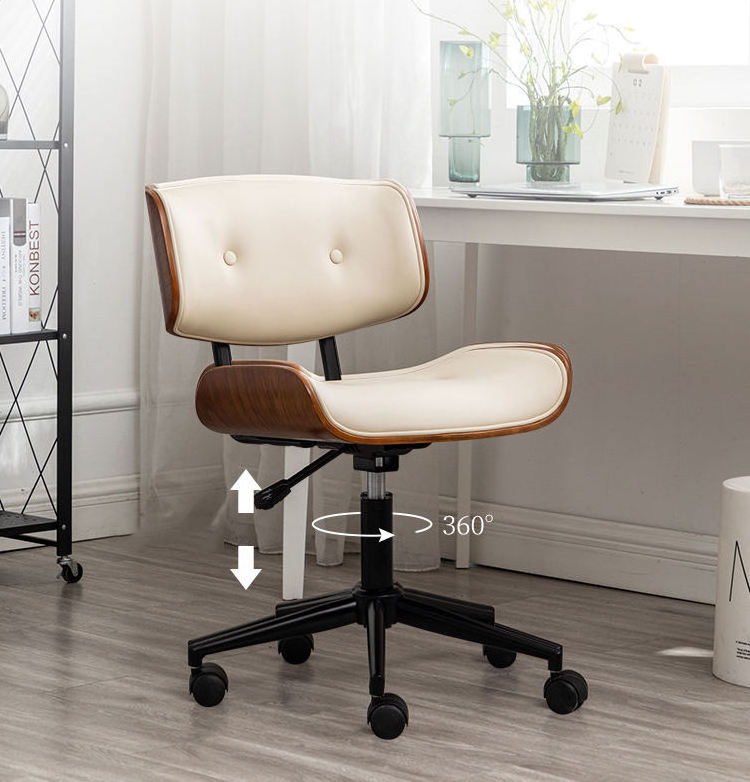 2023 New Design Office Furniture Bentwood Chair Executive Top Grade Medium Backrest Leather Task Bentwood Office Chair