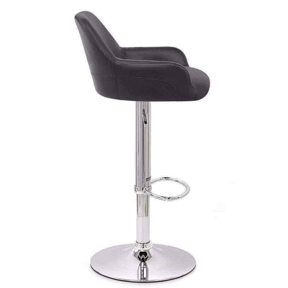 Modern Height Adjustable Kitchen Black Upholstered Breakfast High Bar Chair