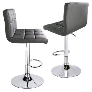 Commercial Bar Stool Furniture Leather Upholstery 360 Degree Swivel Square Island Counter Bar Stools