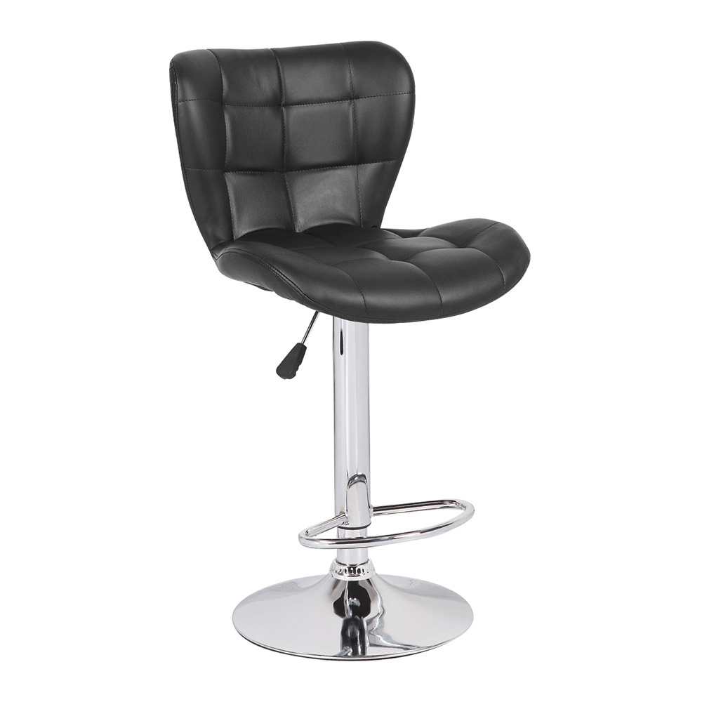 Nordic Modern New Design Leather Black Upholstered Rotating Adjustable Bar Stool