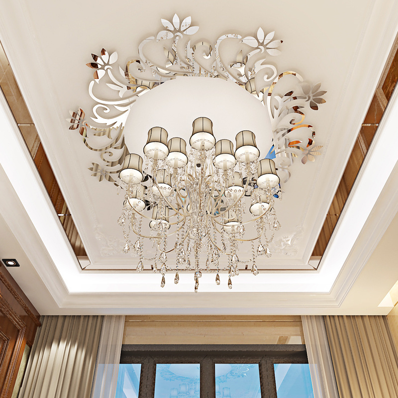 Decorative wall decals with chandelier/ ceiling lamp mirror acrylic decoration sticker