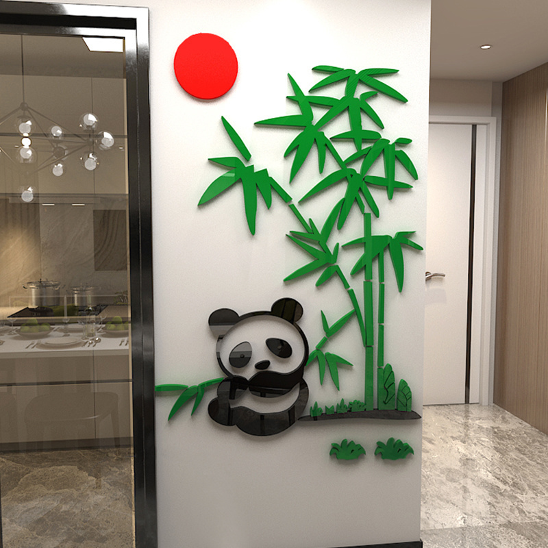 Cute pandas playing in bamboo forest wall sticker kids room bedroom wallpaper diy home decals