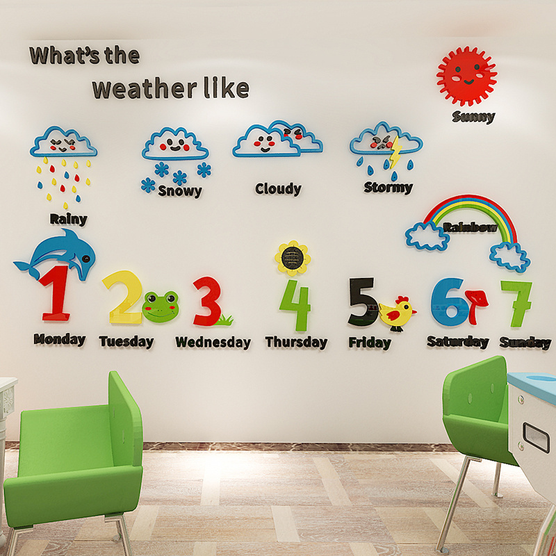 Lovely weather like kindergarten  transparent wall decal nursery decor stickers