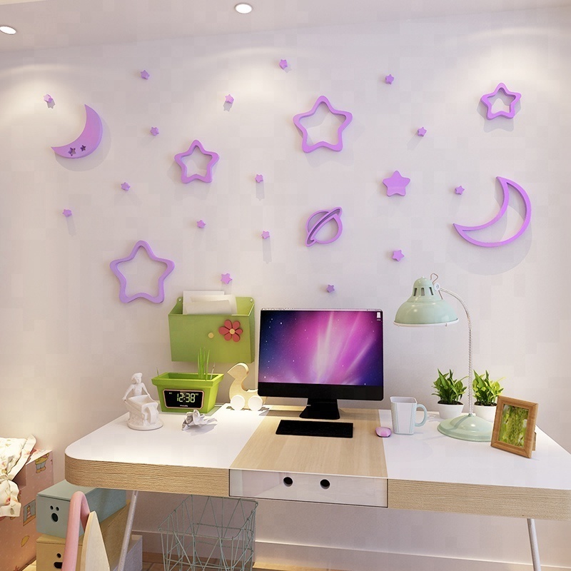 Stars and moon 3D wall stickers INS dormitory decoration children roof bedroom wall decoration stickers