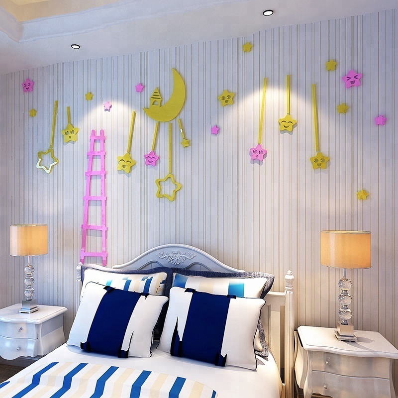 3D kids stars waterproof ladder wall stickers for bedroom diy home decor living room