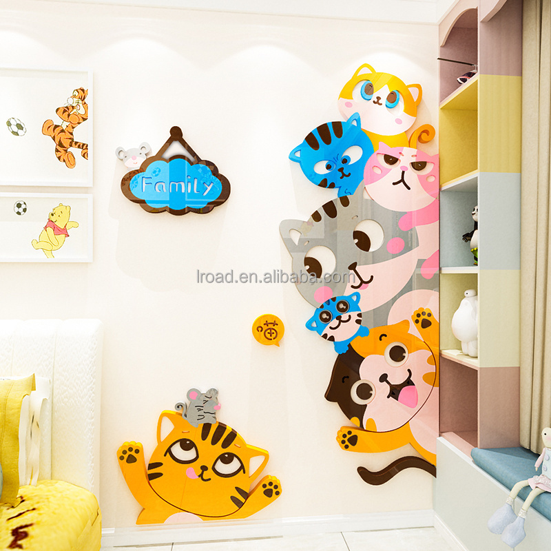 Cute cartoon simons cat  door stickers  3D Acrylic wall sticker   home decor stickers