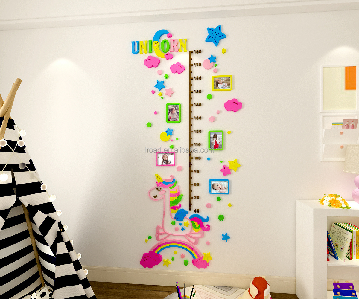 Cartoon  wallpaper Unicorn  lovely children's height measurement wallpaper baby wallpaper (with photo frame)