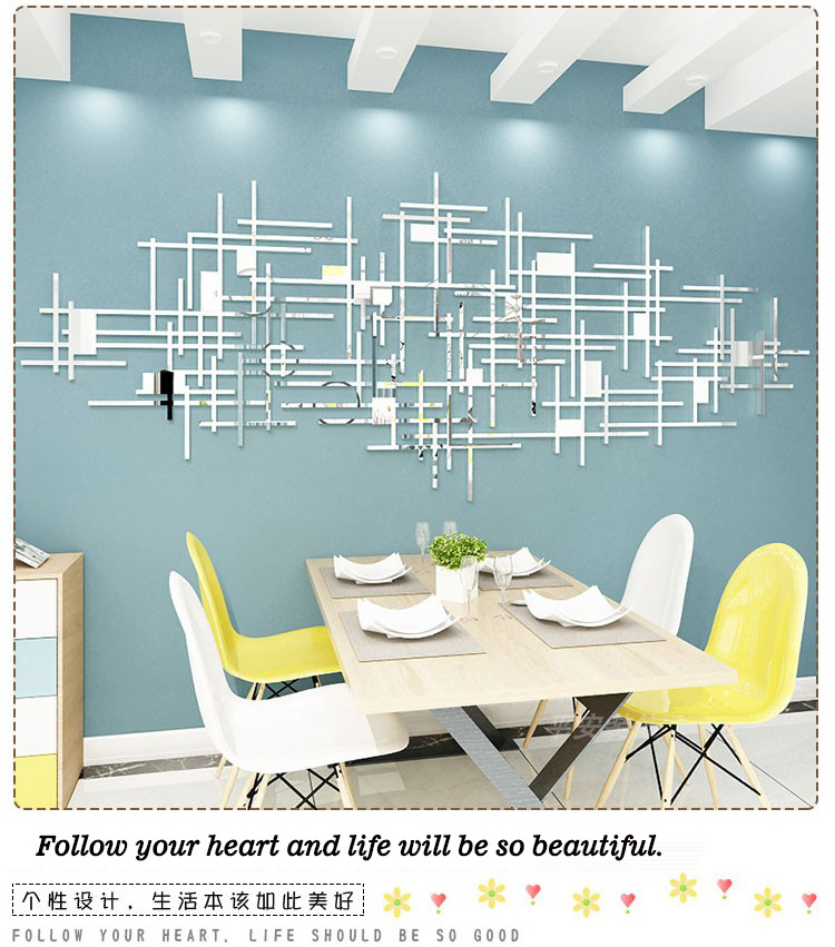 Simple mirror sticker living room bedroom dining room wall environment decoration 3D wall sticker