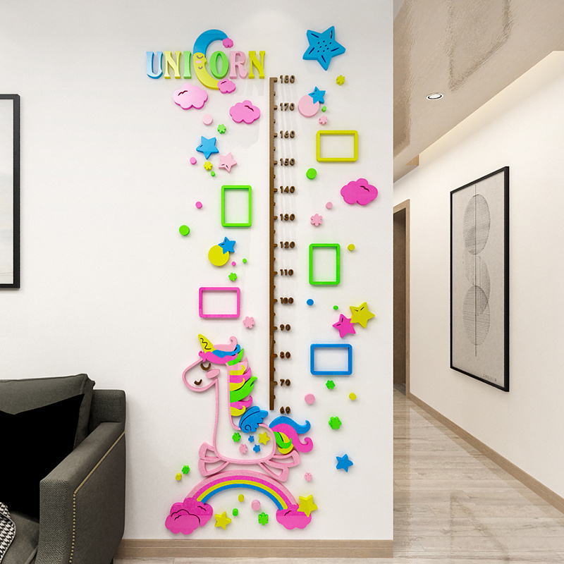 Cartoon  wallpaper Unicorn  lovely children's height measurement wallpaper baby wallpaper (with photo frame)