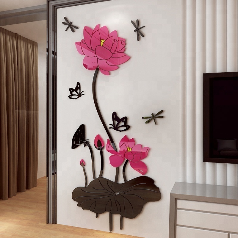 Chinese Lotus Flower art wall sticker for kids room bedroom home decorative wall decals waterproof