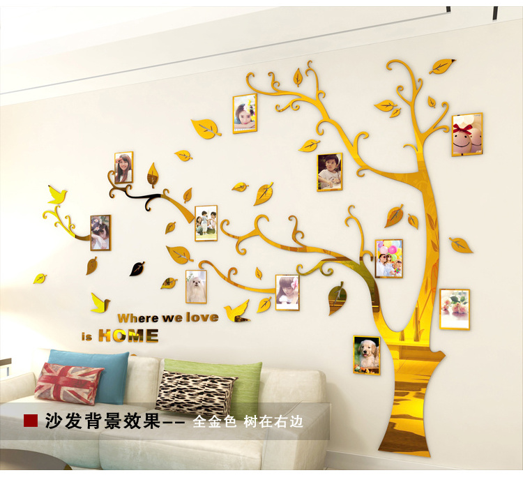 high quality 3d acrylic photo frame memory tree decoration living room sofa restaurant 3D wall stickers decor